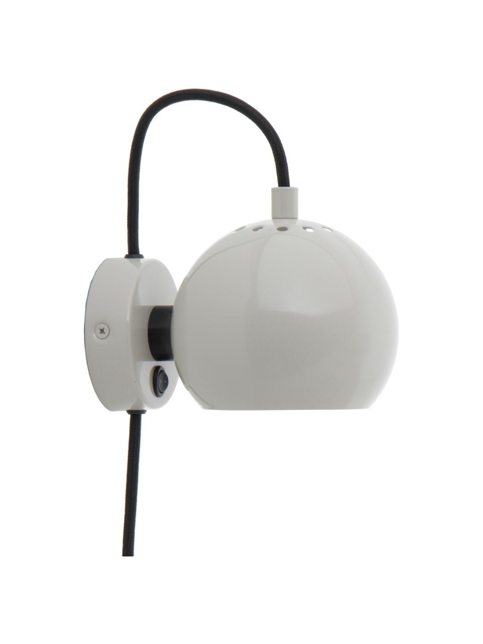 Design bolvormige wandlamp Ball, Lampenkap: gecoat metaal, Lichtgrijs, B 16 x H 12 cm