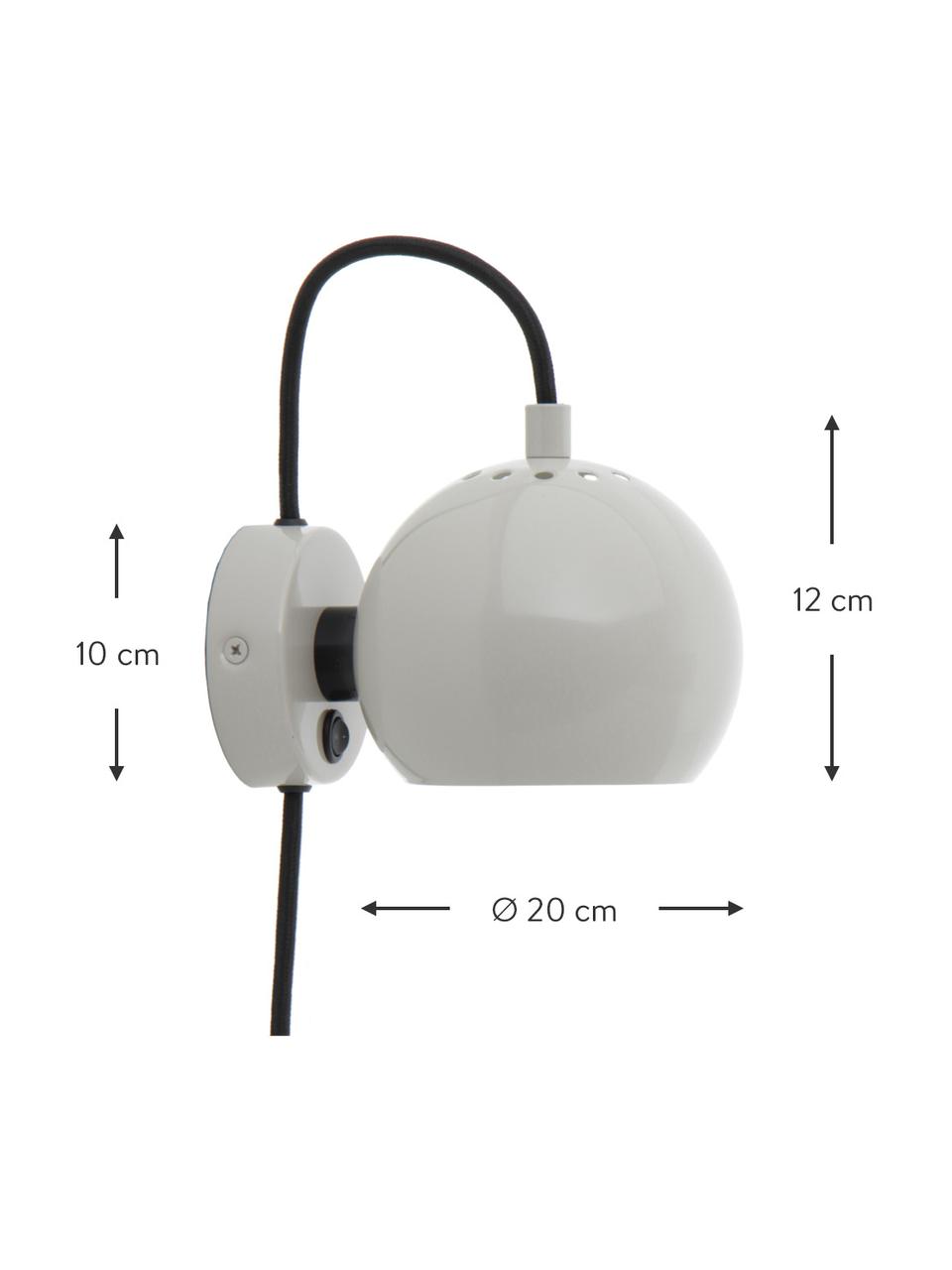 Aplique esfera de diseño Ball, Pantalla: metal recubierto, Anclaje: metal recubierto, Cable: cubierto en tela, Gris claro, An 16 x Al 12 cm