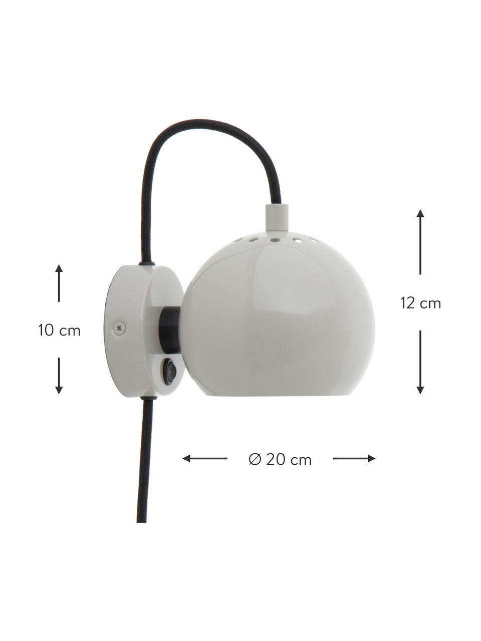 Design bolvormige wandlamp Ball, Lampenkap: gecoat metaal, Lichtgrijs, B 16 x H 12 cm