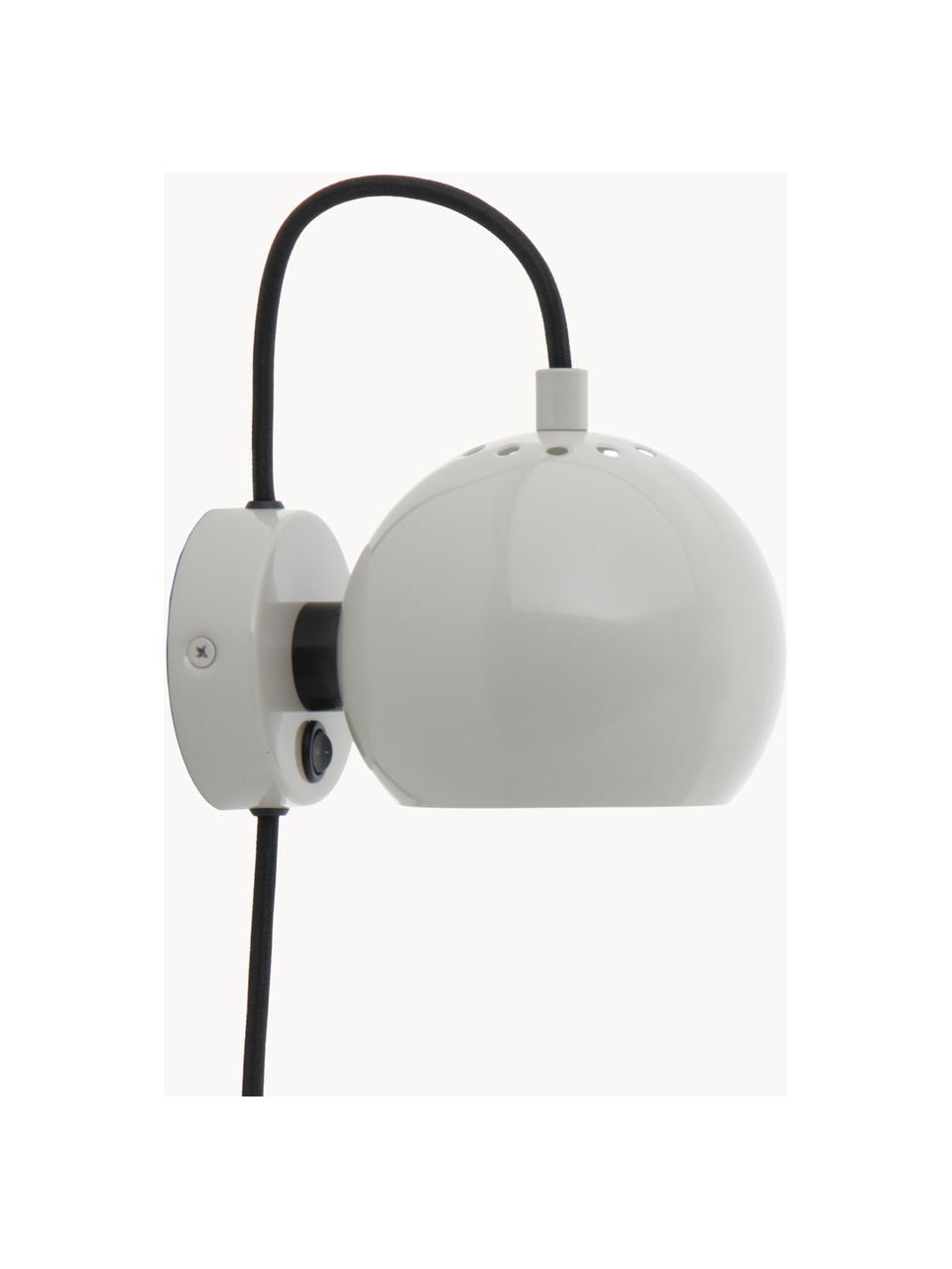 Design bolvormige wandlamp Ball, Lampenkap: gecoat metaal, Lichtgrijs, B 16 x H 12 cm