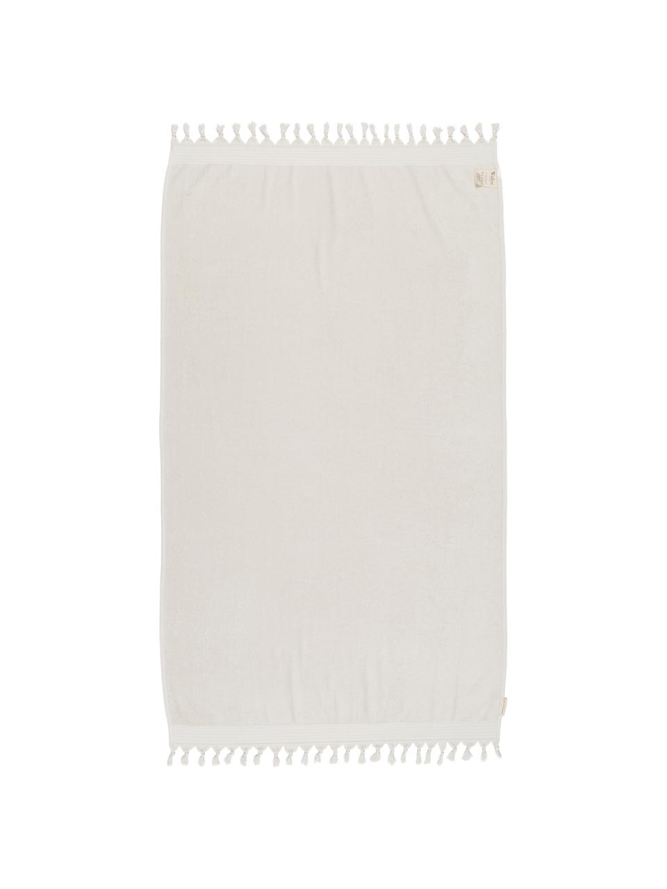 Fouta en tissu éponge Soft Coton, Beige clair, blanc, larg. 100 x long. 180 cm