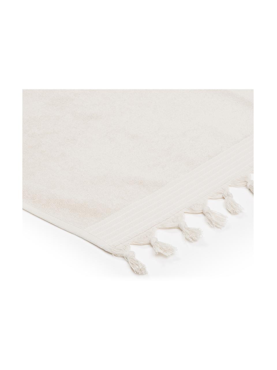 Fouta en tissu éponge Soft Coton, Beige clair, blanc, larg. 100 x long. 180 cm