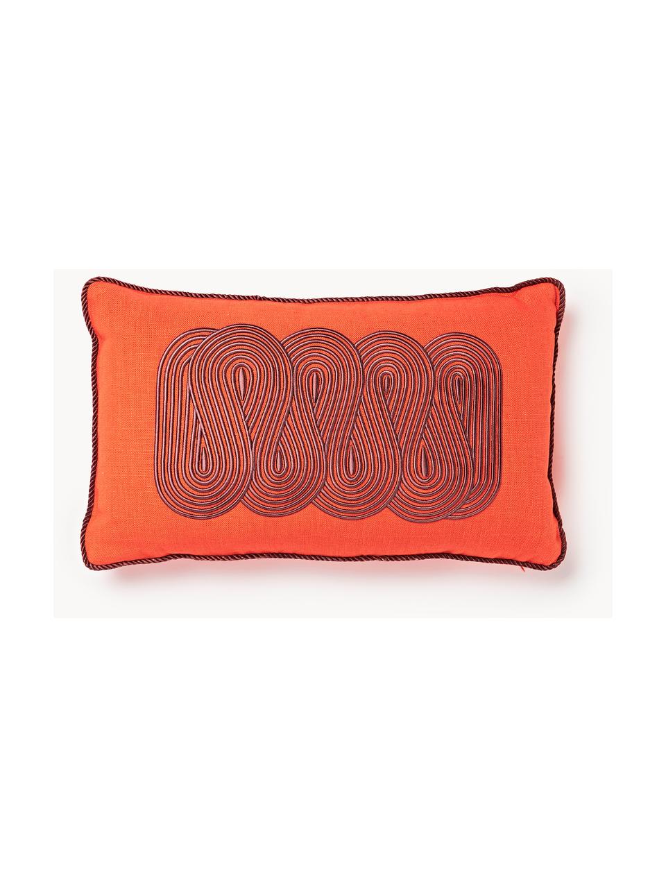 Coussin en lin Pompidou, Orange, aubergine, larg. 30 x long. 50 cm