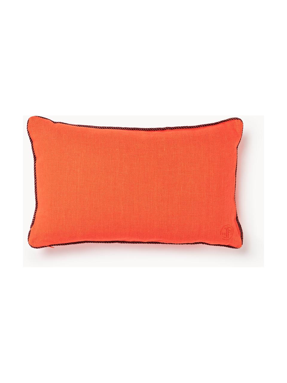 Coussin en lin Pompidou, Orange, aubergine, larg. 30 x long. 50 cm