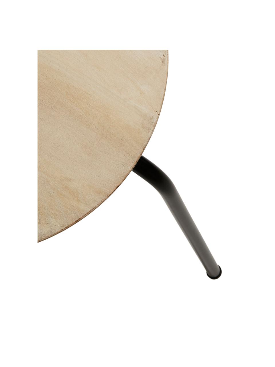 Stołek Ren, Nogi: metal lakierowany, Drewno mangowe, czarny, Ø 40 x W 45 cm