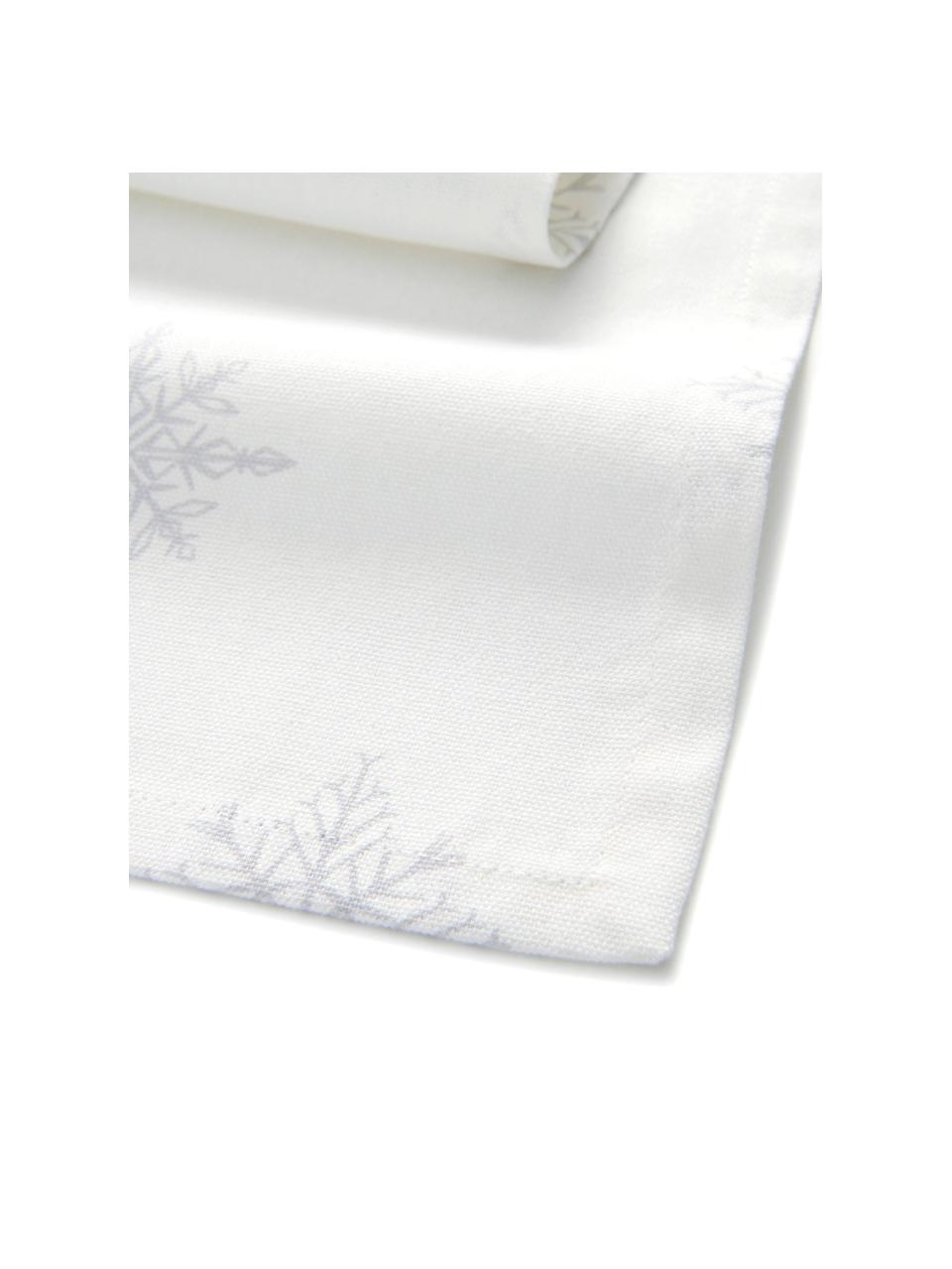Chemin de table Snow, 100% coton, issu d'une culture durable de coton, Blanc crème, gris clair, 40 x 140 cm