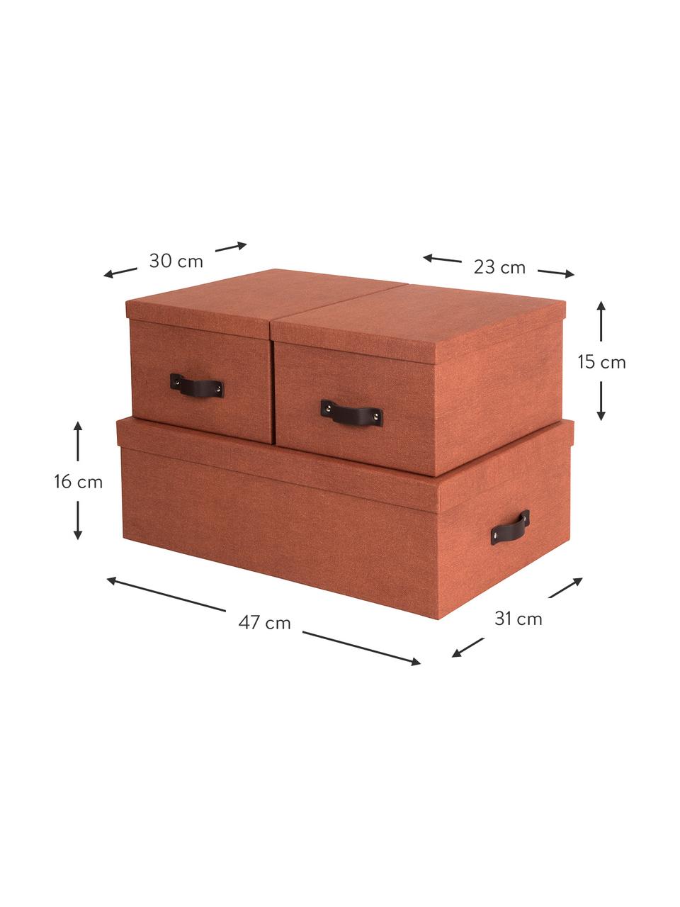 Boîte de rangement Inge II, 3 élém., Terre cuite, Lot de différentes tailles