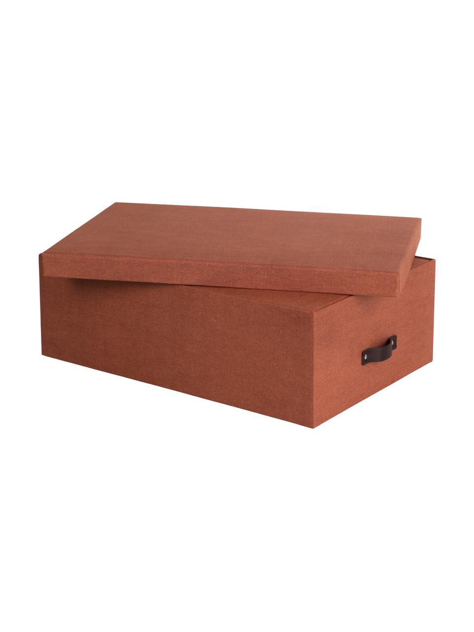 Set de cajas Inge II, 3 uds., Caja: canvas, cartón rígido (10, Asa: cuero, Terracota, Set de diferentes tamaños