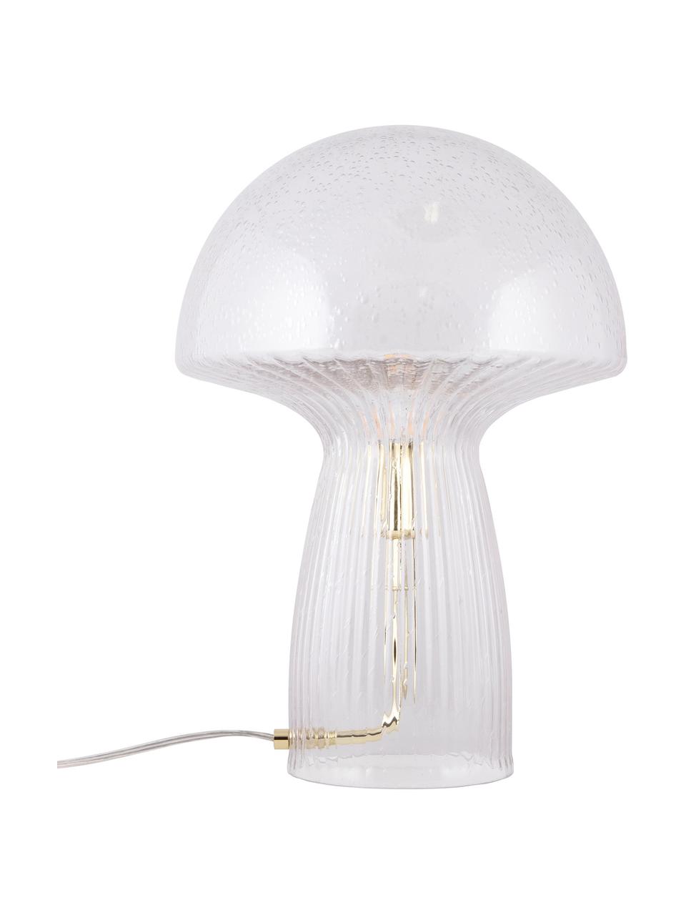 Designová stolní lampa ze skla Fungo, Transparentní, zlatá