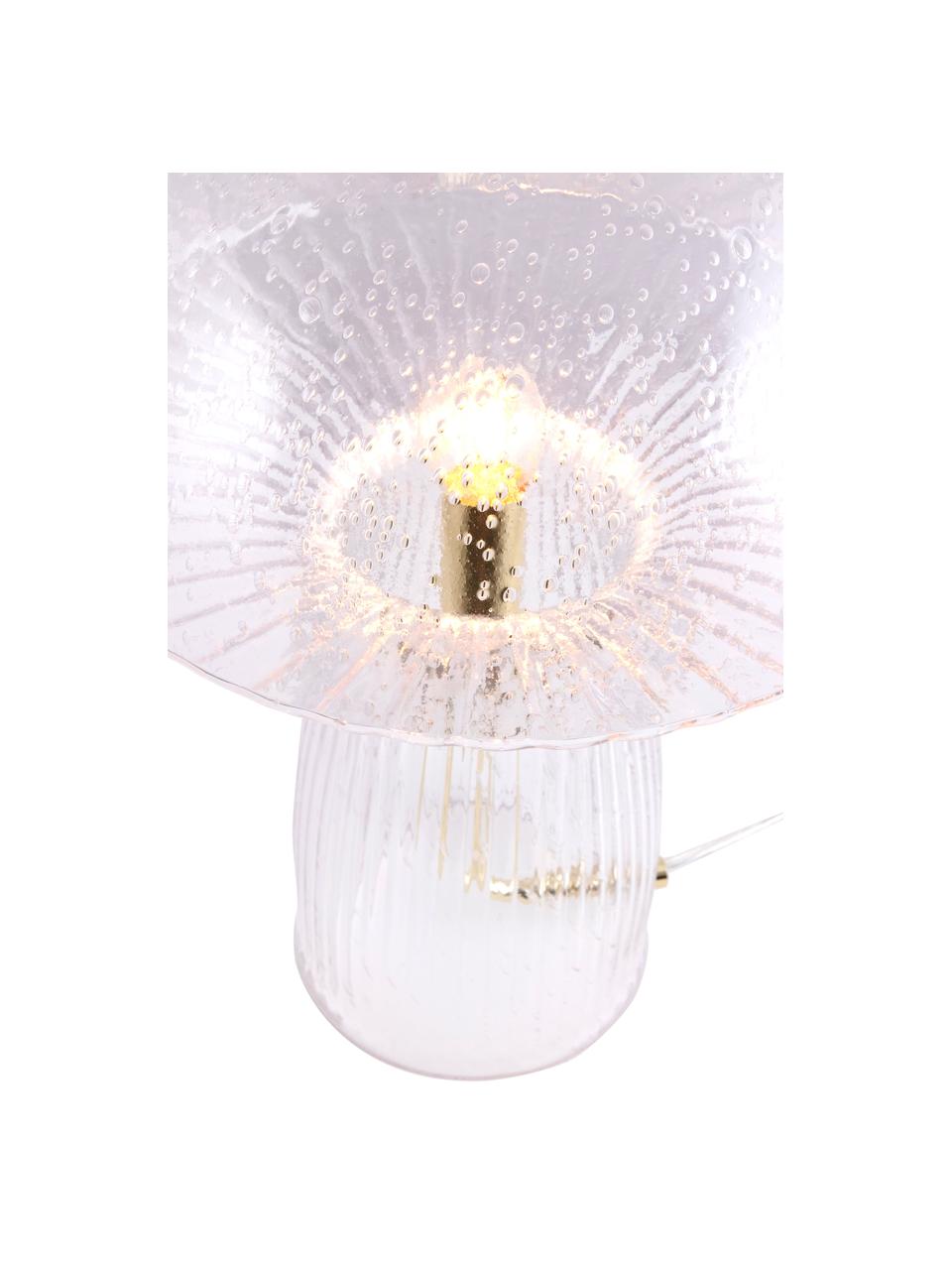 Design Tischlampe Fungo aus Glas, Transparent, Goldfarben, Ø 30 x H 42 cm