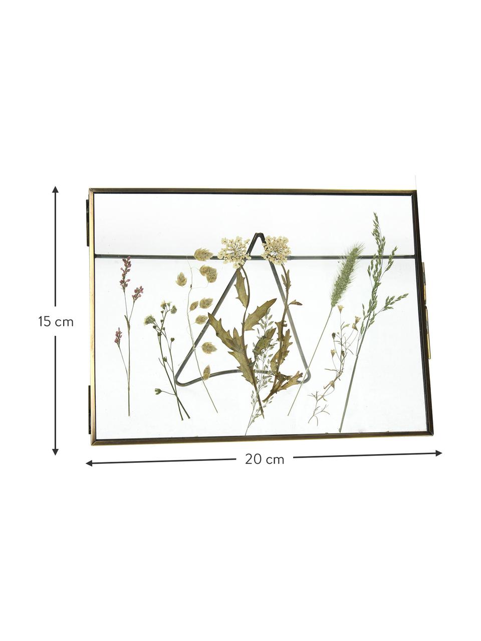 Cornice da tavolo in metallo Dried Flower, Metallo rivestito, Ottonato, 20 x 15 cm