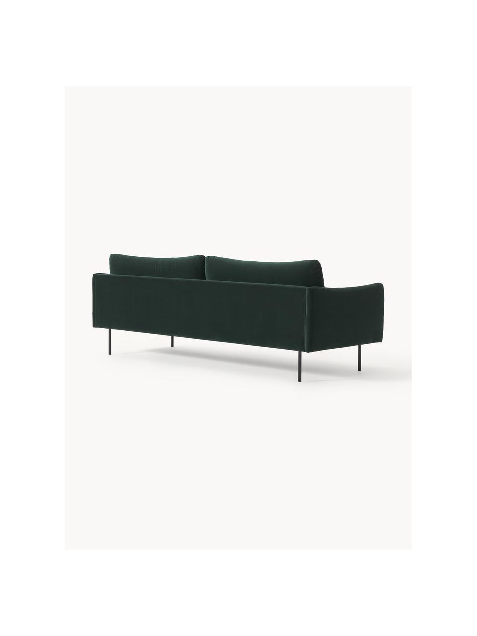 Samt-Sofa Moby (3-Sitzer), Bezug: Samt (Hochwertiger Polyes, Gestell: Massives Kiefernholz, Samt Dunkelgrün, B 220 x T 95 cm