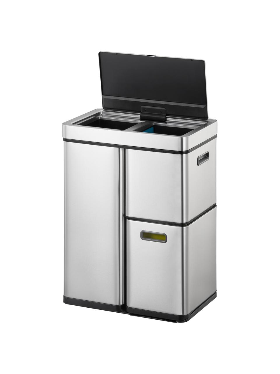 Pattumiera con funzione sensore Mirage, 30 L + 2 x15 L, Contenitore: acciaio inossidabile spaz, Argentato, Larg. 49 x Alt. 65 cm, 30 L + 2x15 L