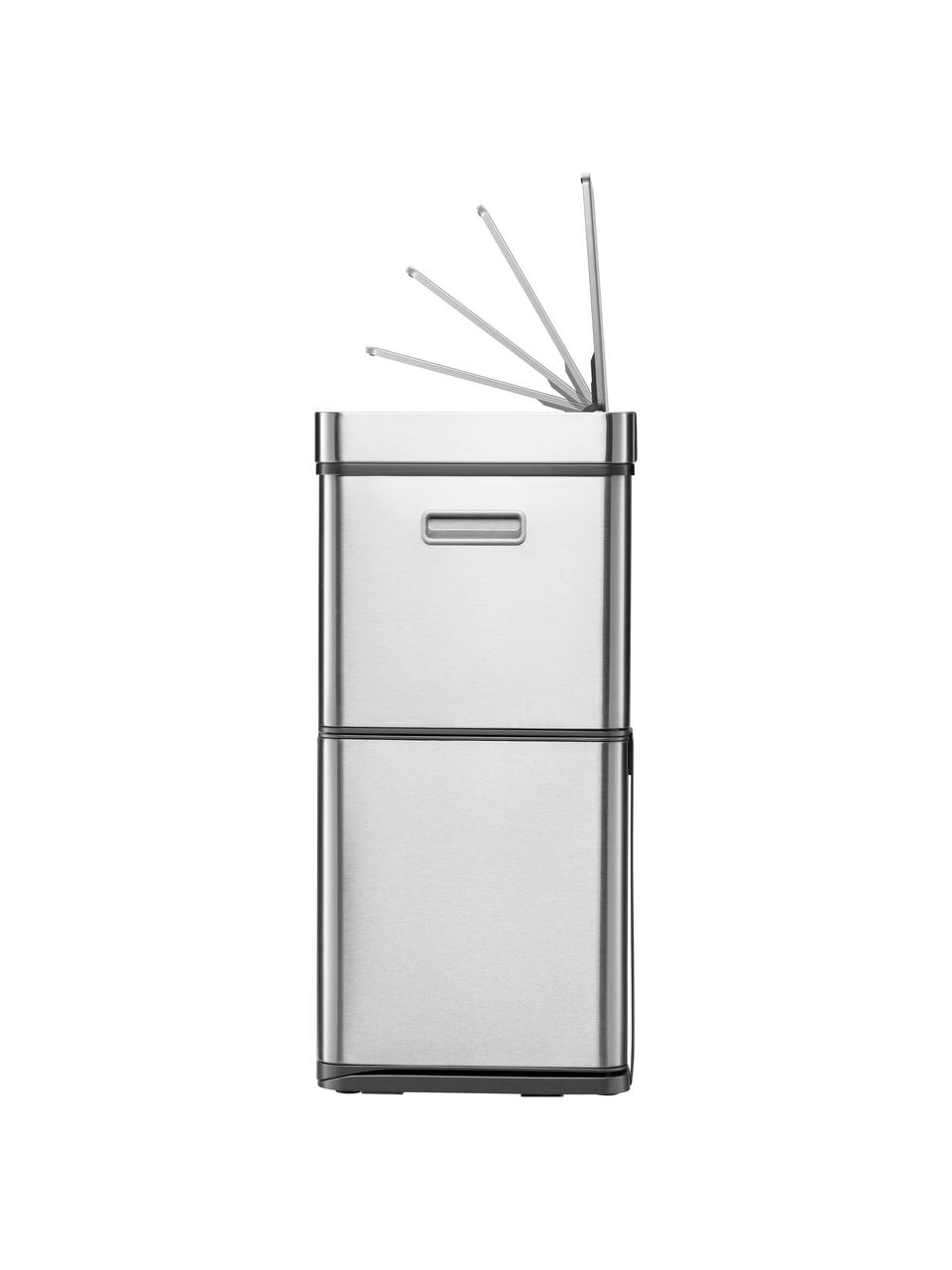 Afvalemmer Mirage met sensorfunctie, 30 L + 2x 15 L, Houder: roestvrij staal, geborste, Zilverkleurig, B 49 x D 31 cm, 30 L + 2x15 L