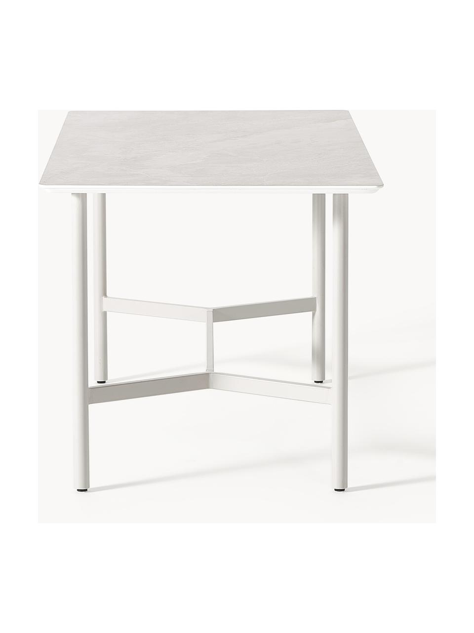 Table de jardin look marbre Connor, 160 x 85 cm, Aspect marbre gris clair, blanc cassé, larg. 160 x prof. 85 cm