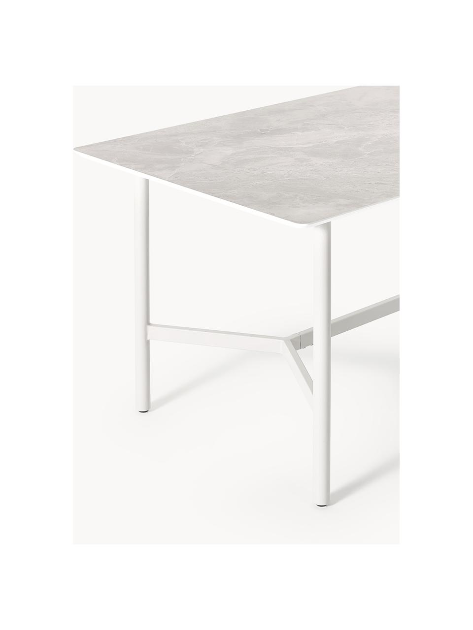 Table de jardin look marbre Connor, 160 x 85 cm, Aspect marbre gris clair, blanc cassé, larg. 160 x prof. 85 cm