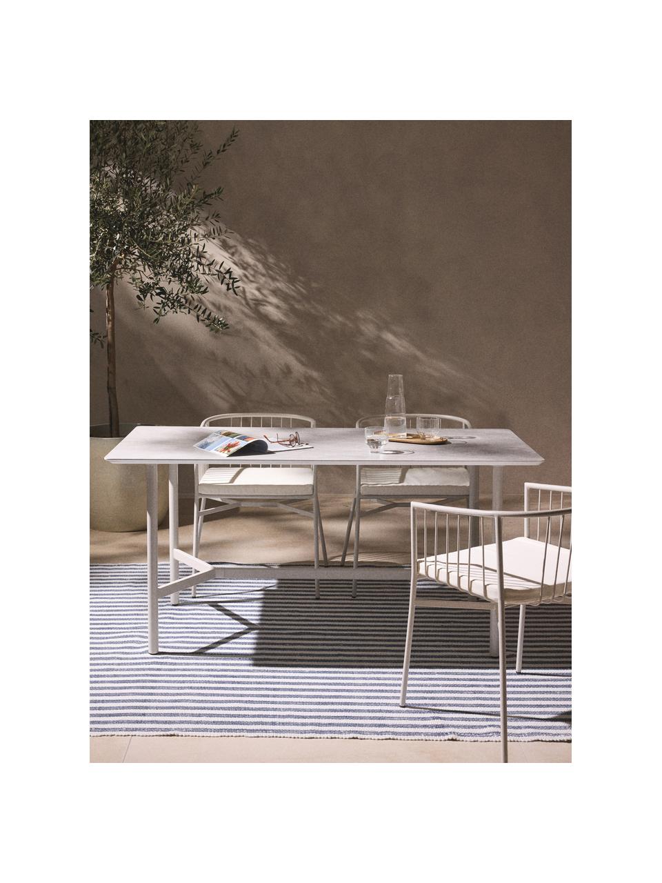 Gartentisch Connor in Marmor-Optik, Tischplatte: Keramik, Gestell: Metall, lackiert, Marmor-Optik Hellgrau, Off White, B 160 x T 85 cm