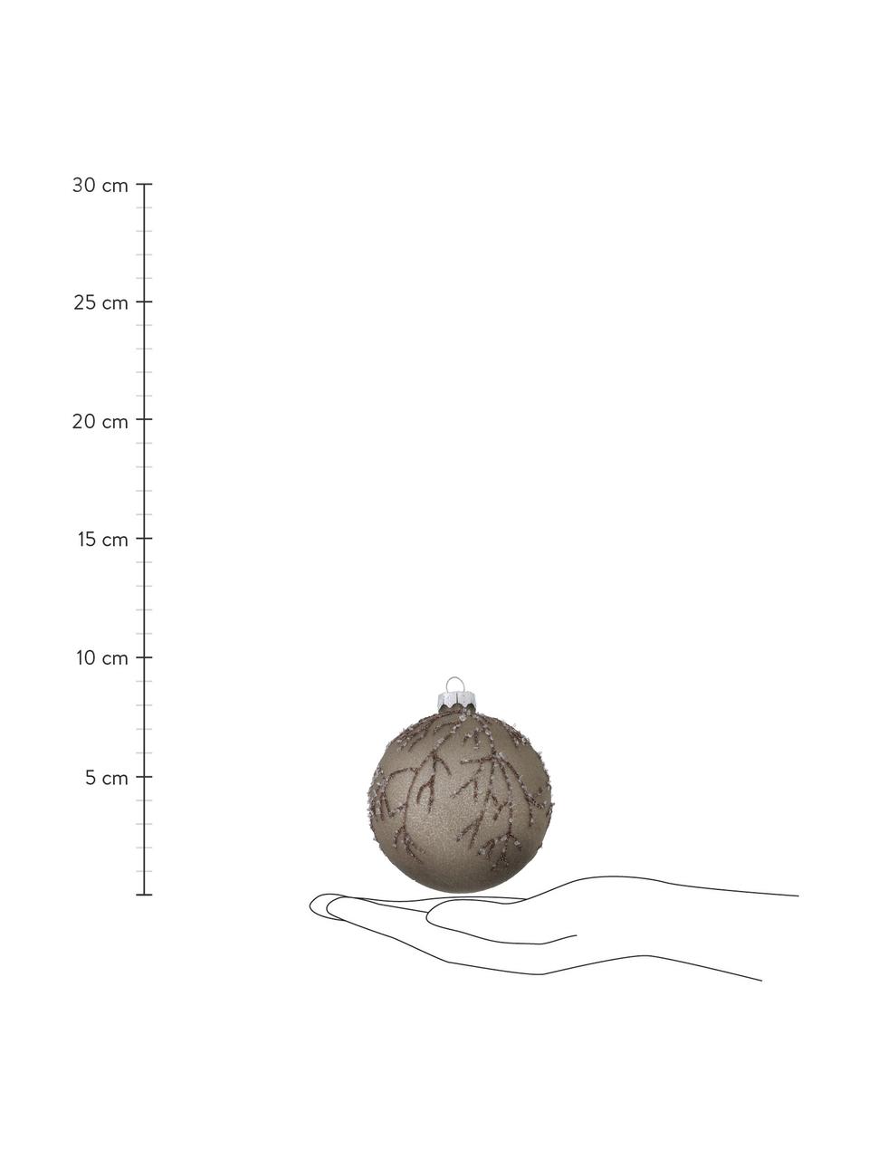 Set 3 palline di Natale Ronka, Viola, marrone, argentato, Ø 8 cm