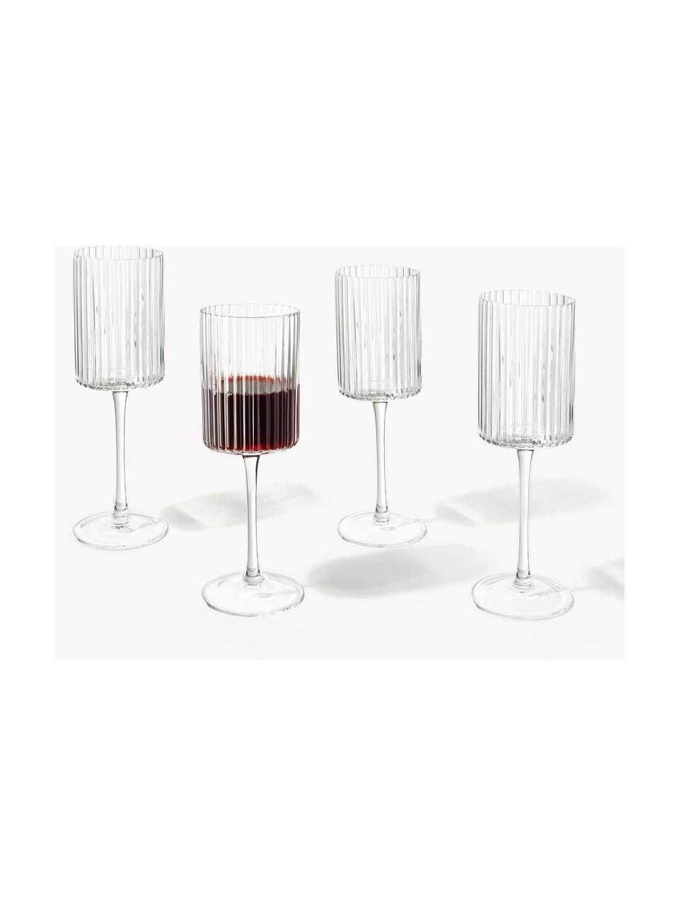 Copos de vino soplados Aleo, 4 uds., Vidrio sódico-cálcico, Transparente, Ø 8 x Al 22 cm, 330 ml