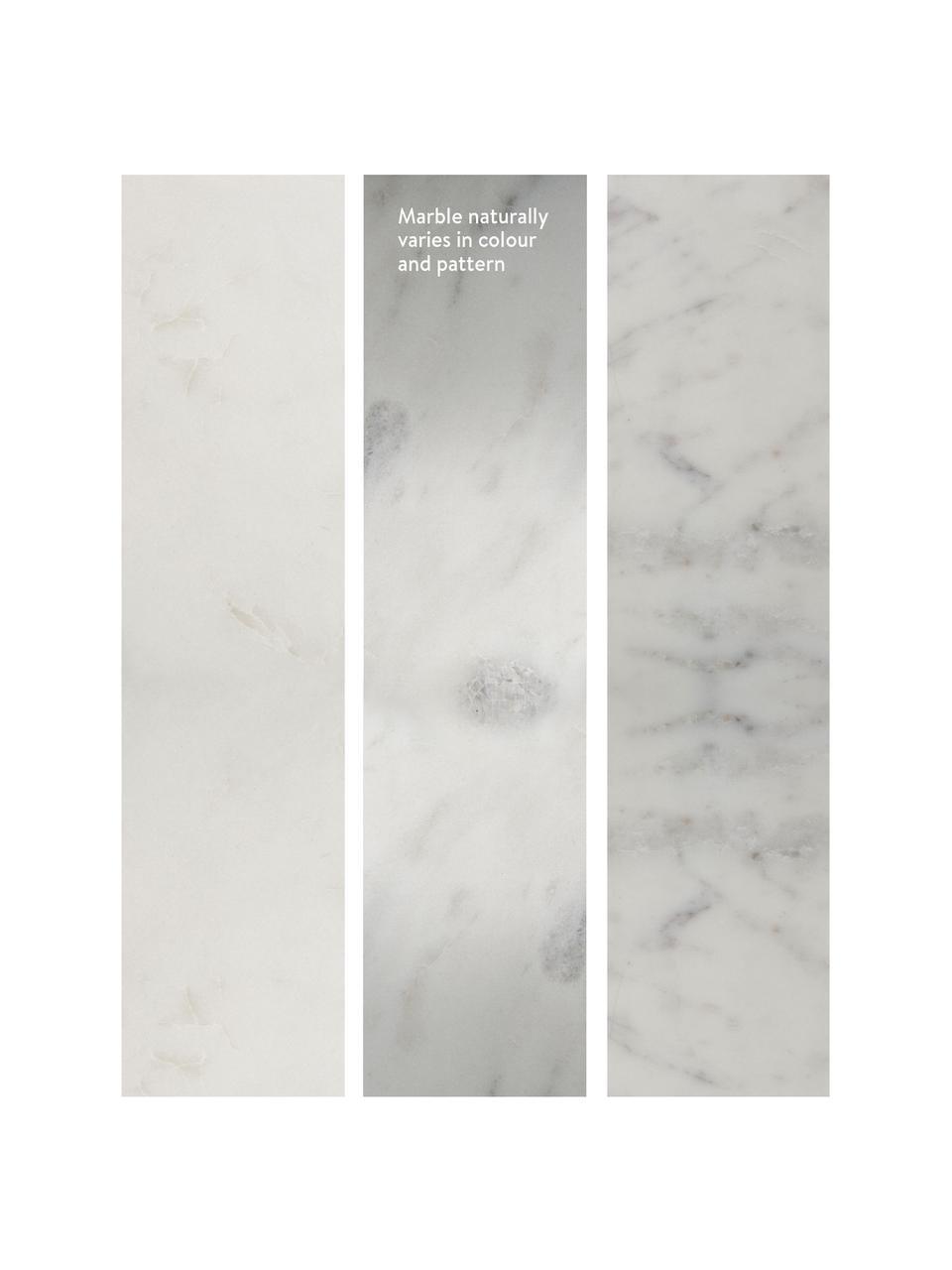 Tavolino con piano in marmo Alys, Struttura: metallo verniciato a polv, Piano: marmo bianco-grigio leggermente lucido Struttura: argentato opaco, Larg. 45 x Alt. 50 cm