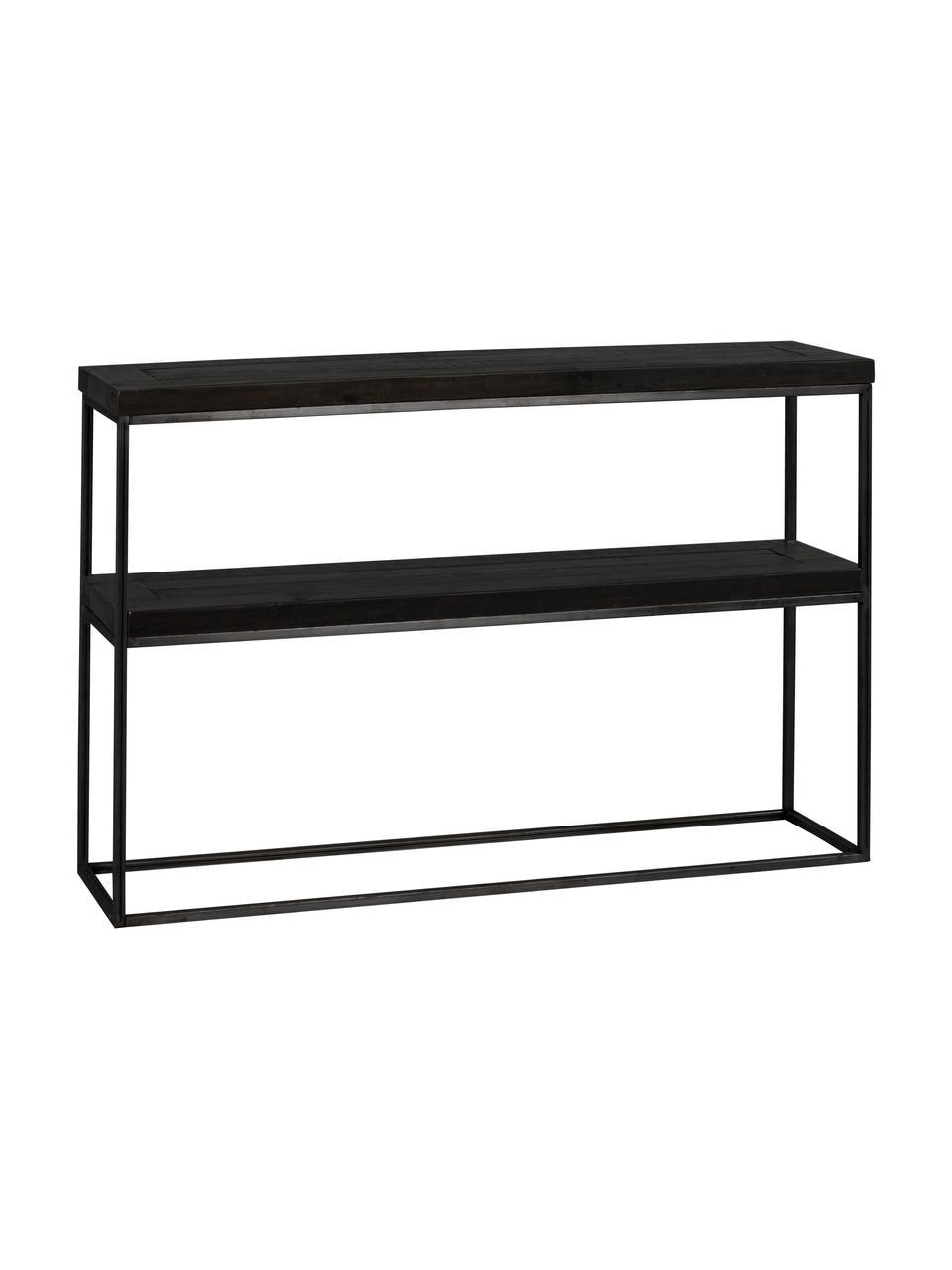 Consola Dalton, estilo industrial, Estantes: madera de pino, curtido, , Estructura: metal, pintado, Negro, gris, An 121 x F 31 cm