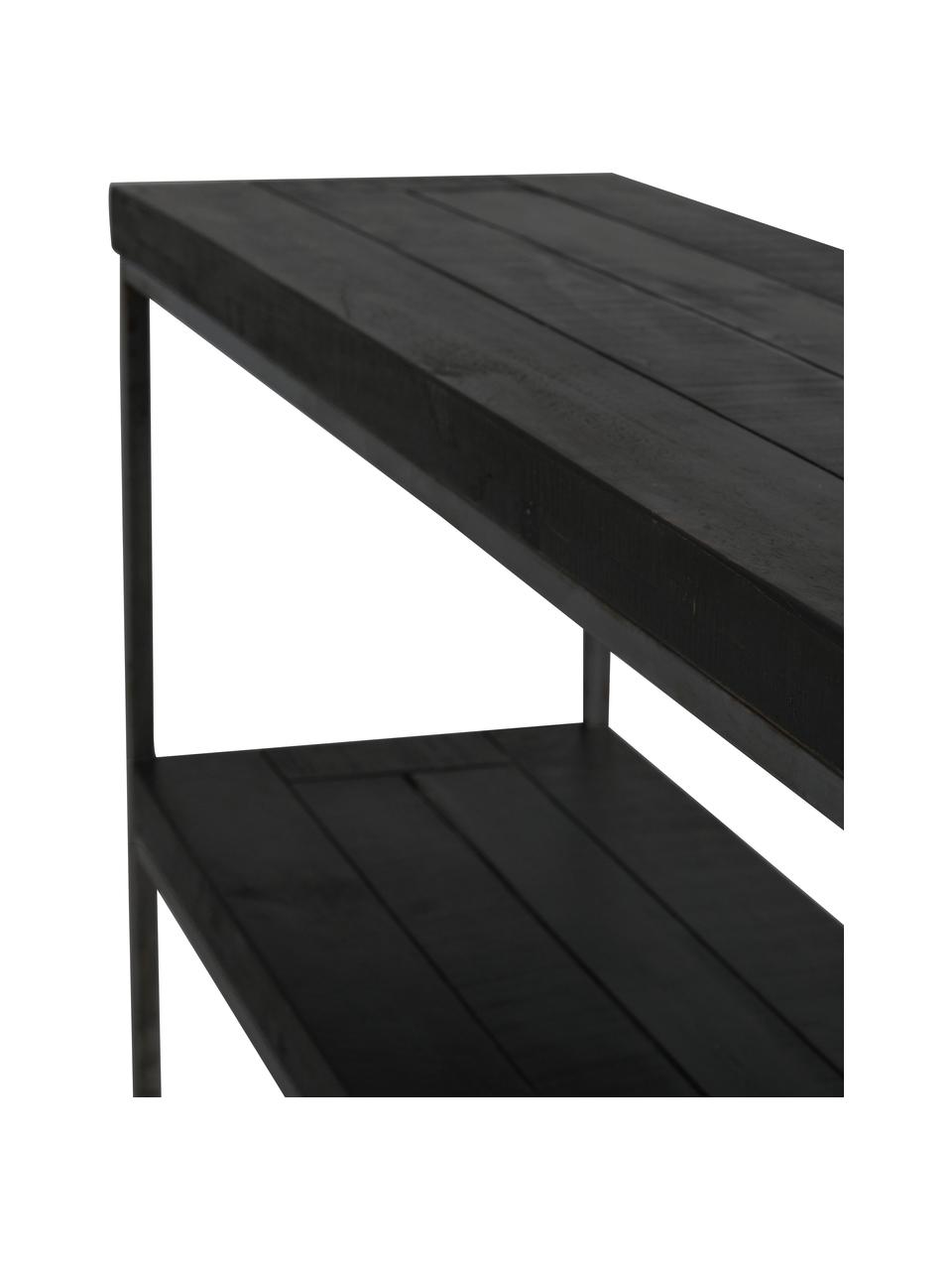 Console noire avec 2 plateaux Dalton, Tablette : noir avec structure en bois visible Structure : gris
