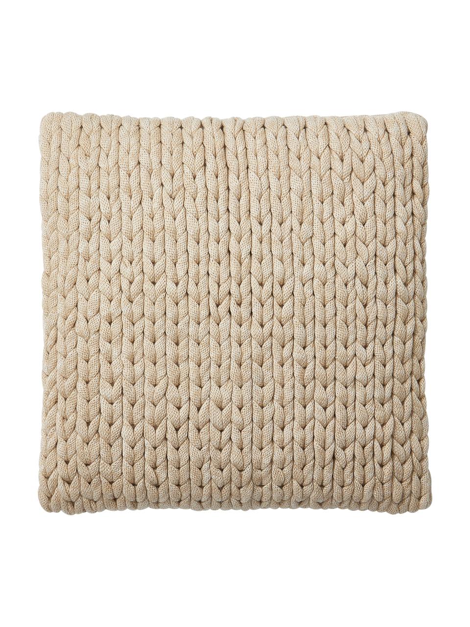Ručně pletený povlak na polštář Adyna, 100 % akryl, Béžová, Š 45 cm, D 45 cm