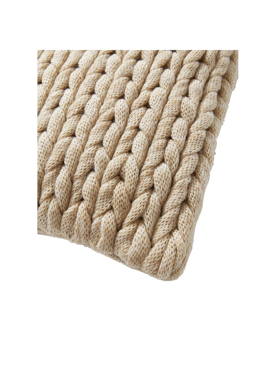 Ručně pletený povlak na polštář Adyna, 100 % akryl, Béžová, Š 45 cm, D 45 cm