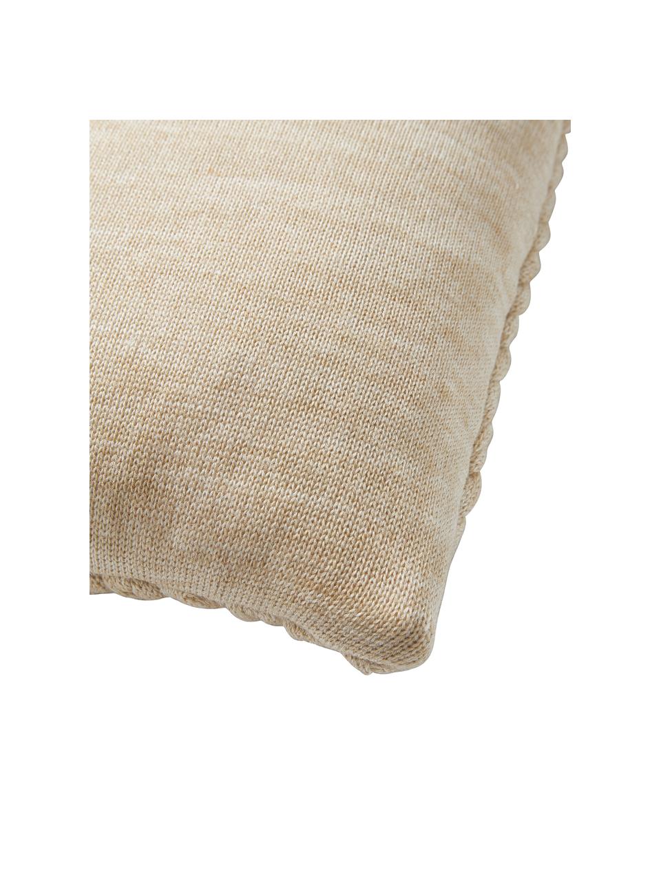 Ručně pletený povlak na polštář Adyna, 100 % akryl, Béžová, Š 45 cm, D 45 cm