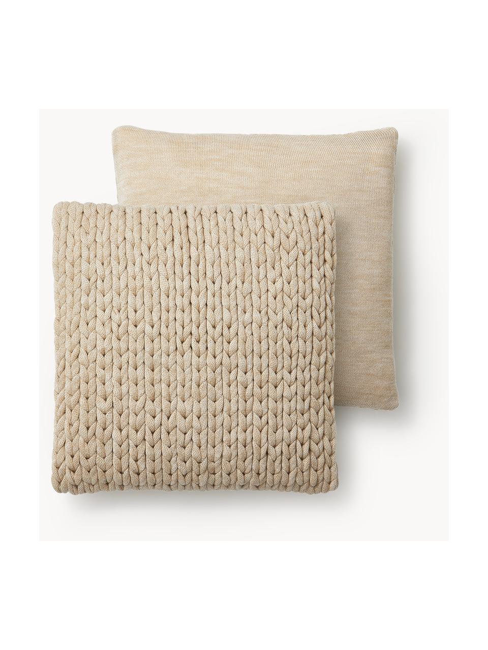 Housse de coussin 45x45 grosse maille Adyna, 100 % acrylique, Beige, larg. 45 x long. 45 cm