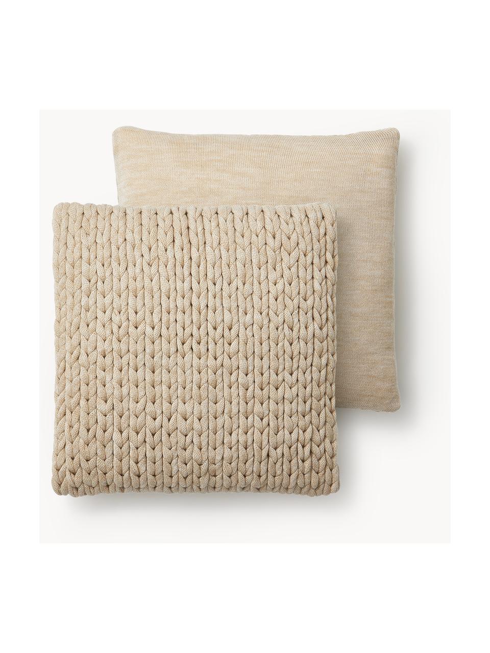 Housse de coussin 45x45 grosse maille Adyna, 100 % polyacrylique, Beige, larg. 45 x long. 45 cm