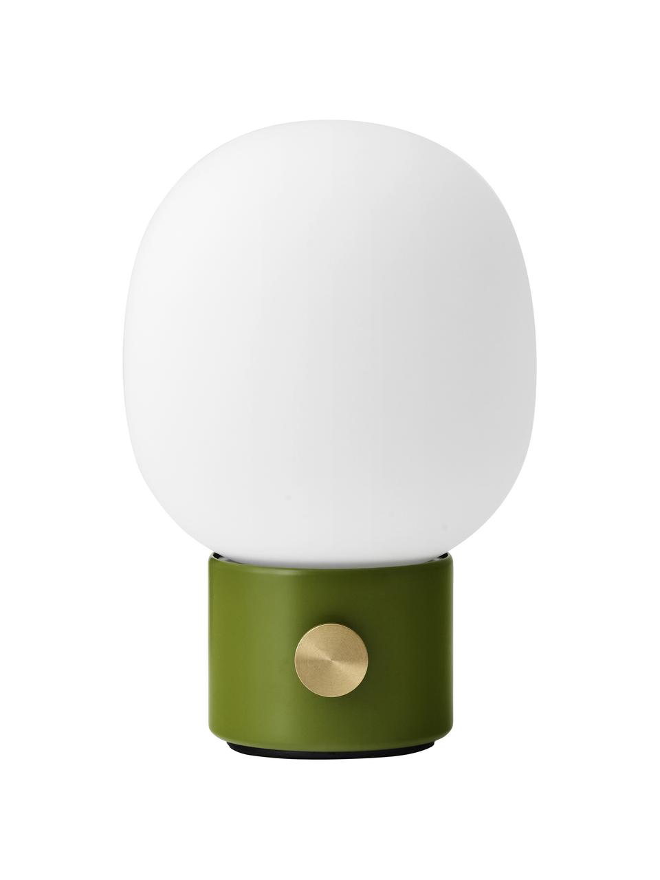 Dimbare tafellamp JWDA met USB-aansluiting, Lampenkap: glas, Lampvoet: gecoat metaal, Wit, groen, Ø 15 x H 22 cm