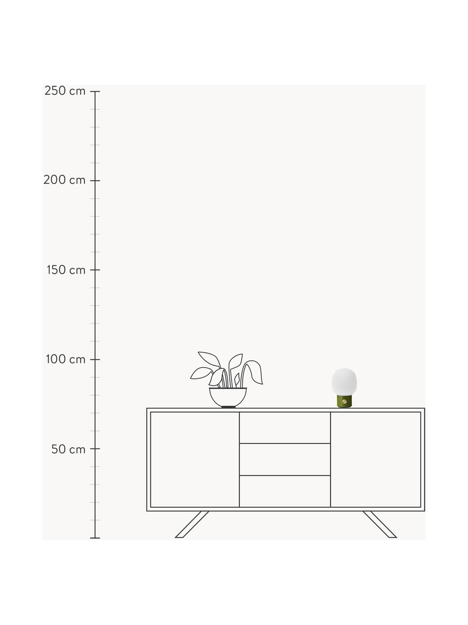 Dimbare tafellamp JWDA met USB-aansluiting, Lampenkap: glas, Lampvoet: gecoat metaal, Wit, groen, Ø 15 x H 22 cm