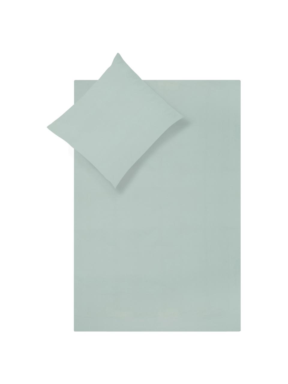 Perkal dekbedovertrek Elsie, Weeftechniek: perkal Draaddichtheid 200, Saliegroen, 240 x 220 cm + 2 kussenhoezen 60 x 70 cm