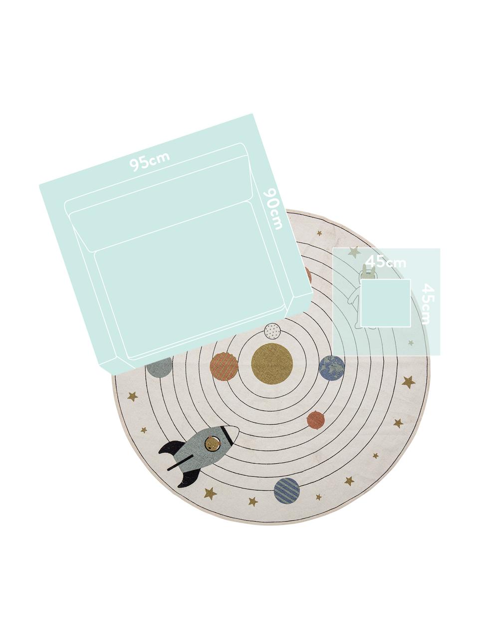 Rond vloerkleed Space, 98% katoen, 2% gemengde vezels, Beige, meerkleurig, Ø 130 cm (maat M)