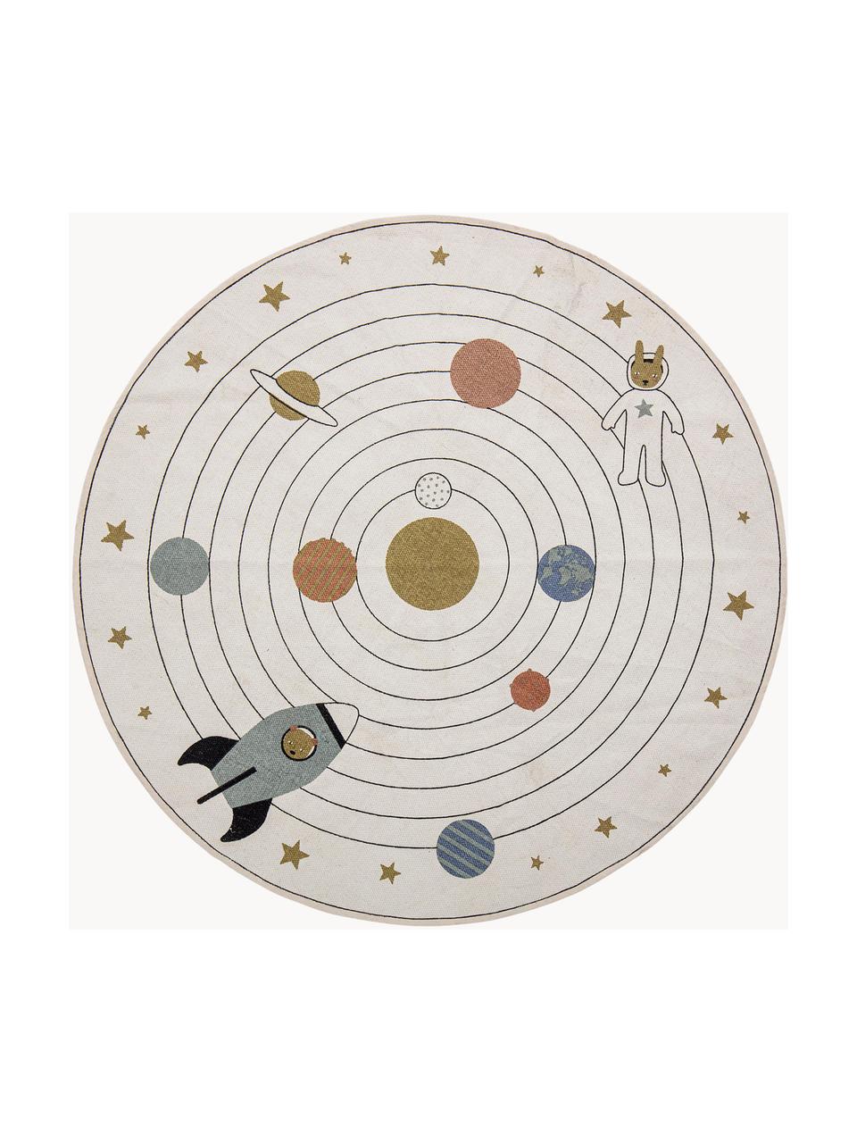 Tapis rond pour enfant Space, 98 % coton, 2 % fibres mixtes, Beige clair, multicolore, Ø 130 cm (taille M)