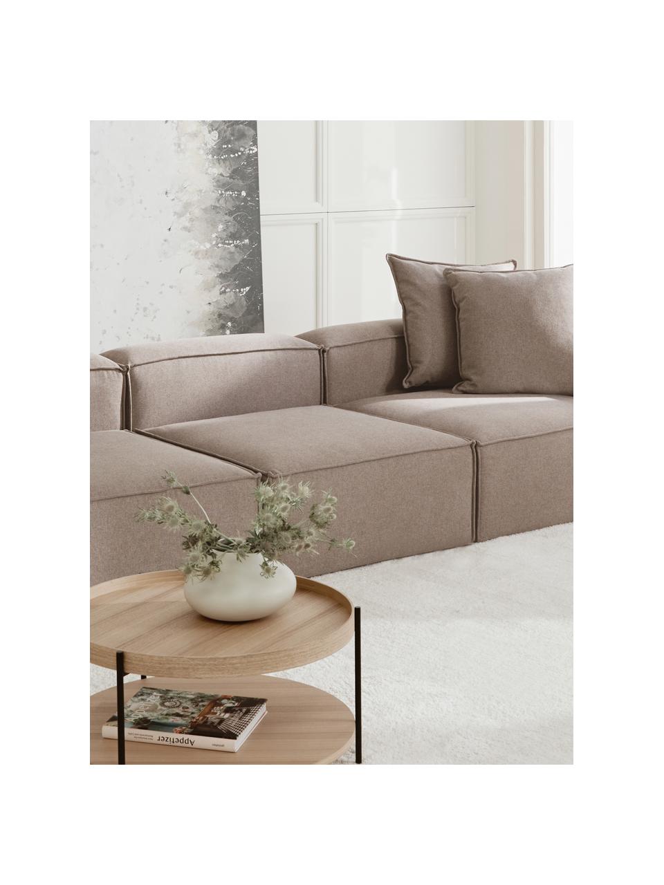 Middelste module Lennon, Bekleding: 100% polyester De slijtva, Frame: massief grenenhout, FSC-g, Poten: kunststof, Geweven stof taupe, B 89 x D 119 cm
