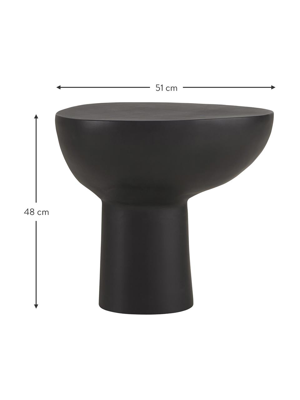Kovový pomocný stolík Miblo, Potiahnutý hliník, Čierna, Š 51 x V 48 cm