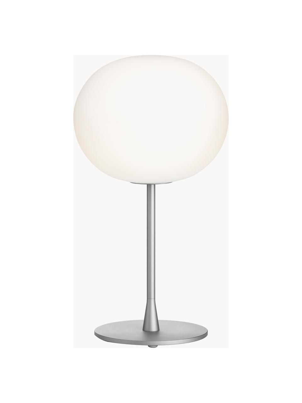 Lampada da tavolo grande con luce regolabile Glo-Ball, Paralume: vetro, Struttura: metallo rivestito, Argentato, Ø 33 x Alt. 60 cm