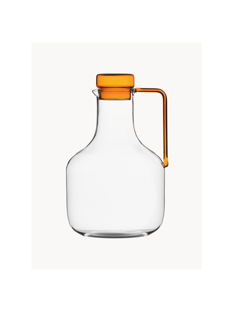 Handgefertigter Krug Liberta, 1.9 L, Borosilikatglas, Transparent, Orange, 1.9 L