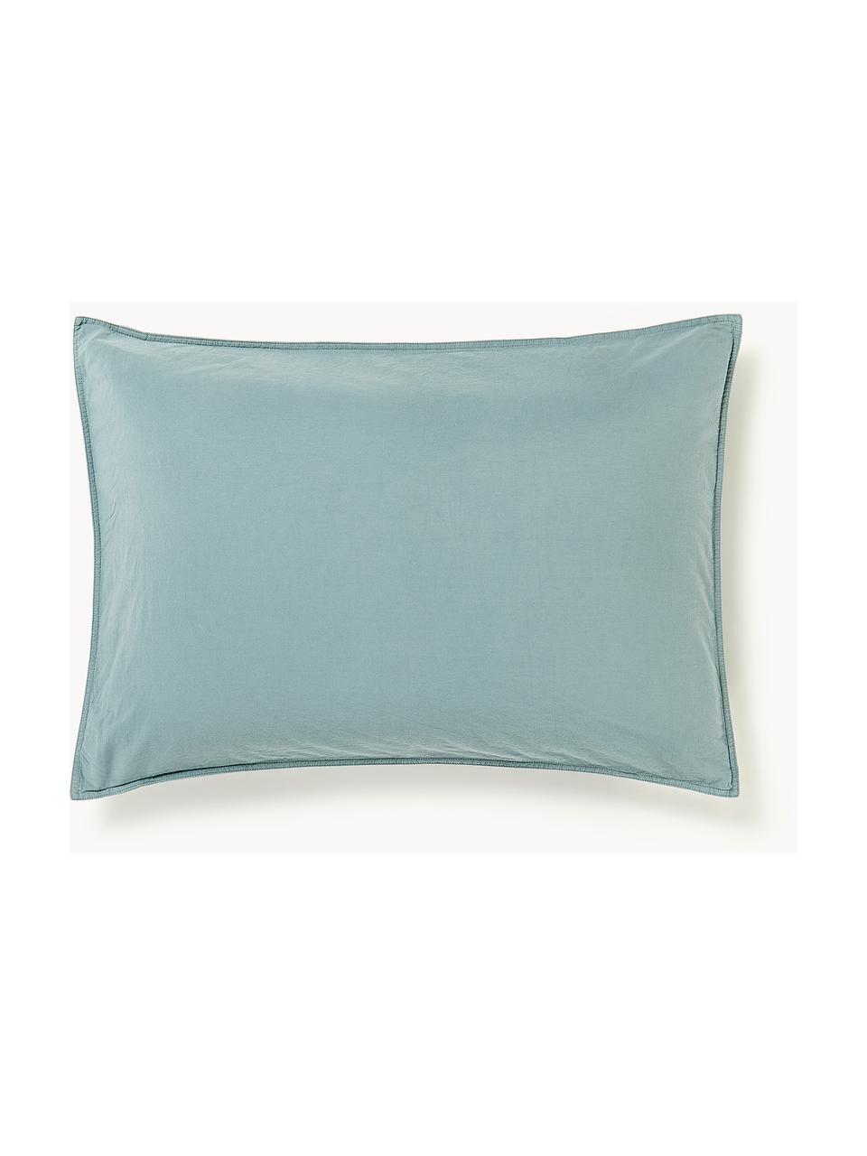 Taie d'oreiller en percale de coton Debbie, Bleu pétrole, larg. 50 x long. 70 cm