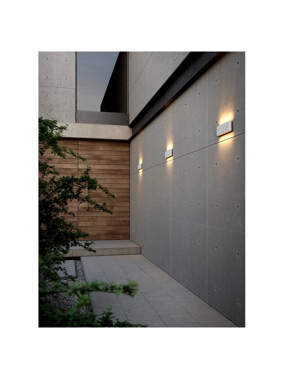 Outdoor LED wandlamp Kinver, Lamp: gecoat aluminium, Diffuser: glas, Gebroken wit, B 26 cm x H 9 cm