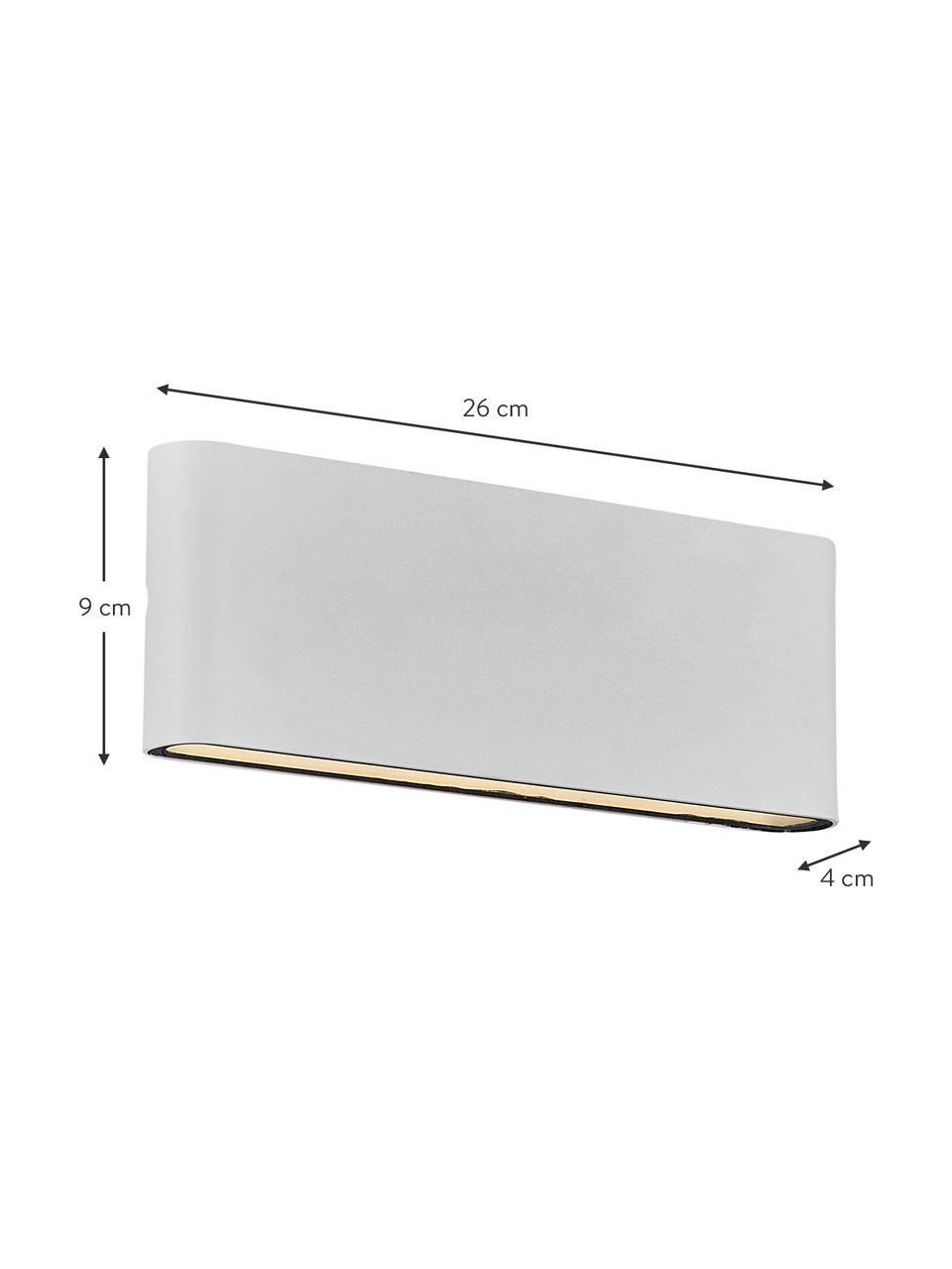 Aplique LED para exterior Kinver, Lámpara: aluminio recubierto, Blanco crudo, An 26 x Al 9 cm
