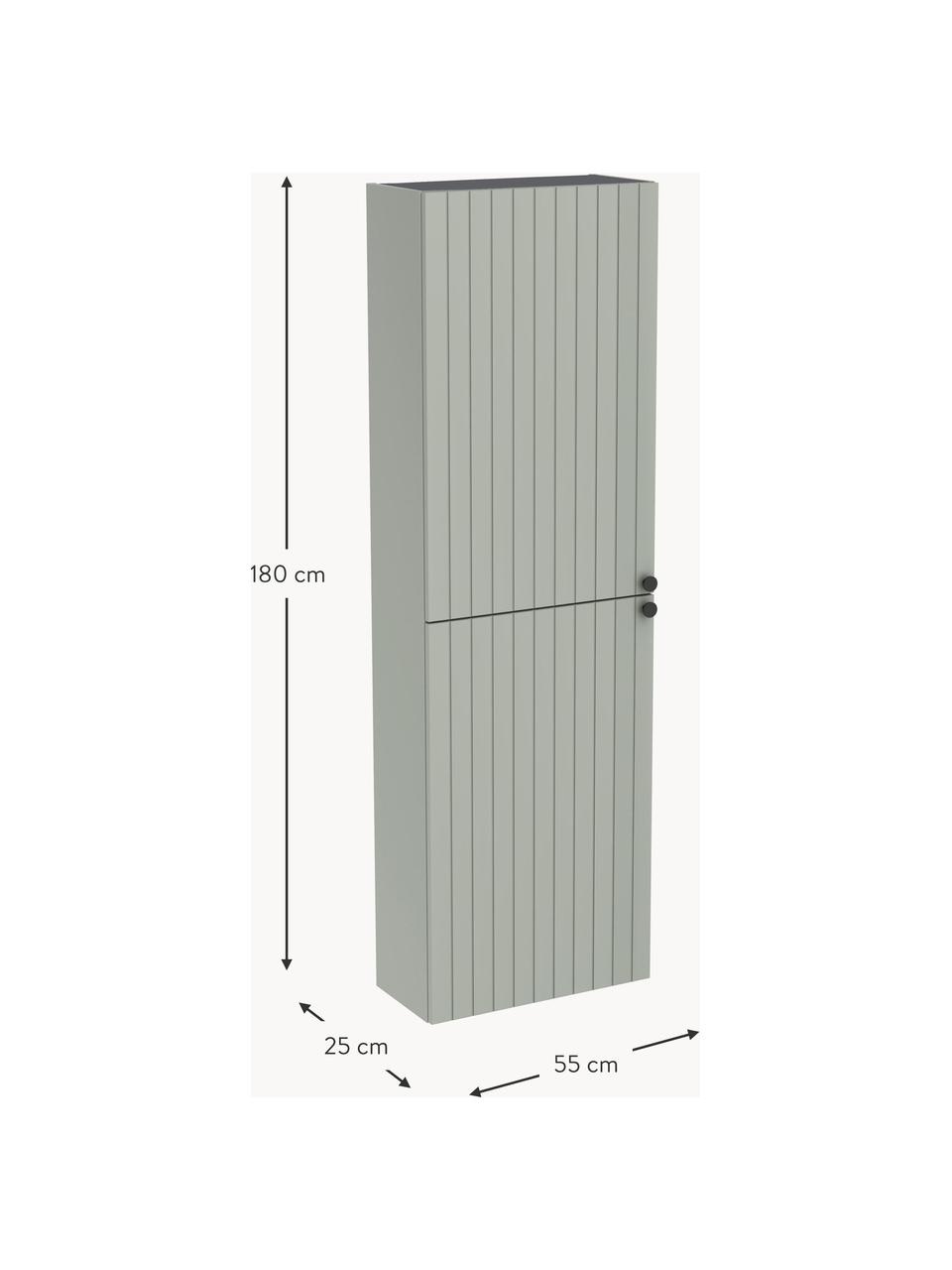 Bad-Hochschrank Emil mit matter Oberfläche, Griffe: Metall, beschichtet, Salbeigrün, B 40 x H 180 cm