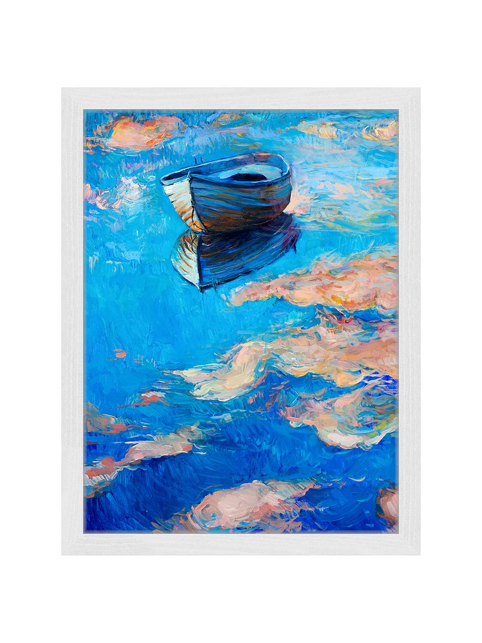 Gerahmter Digitaldruck Boat, Bild: Digitaldruck auf Papier, , Rahmen: Holz, lackiert, Front: Plexiglas, Mehrfarbig, 33 x 43 cm