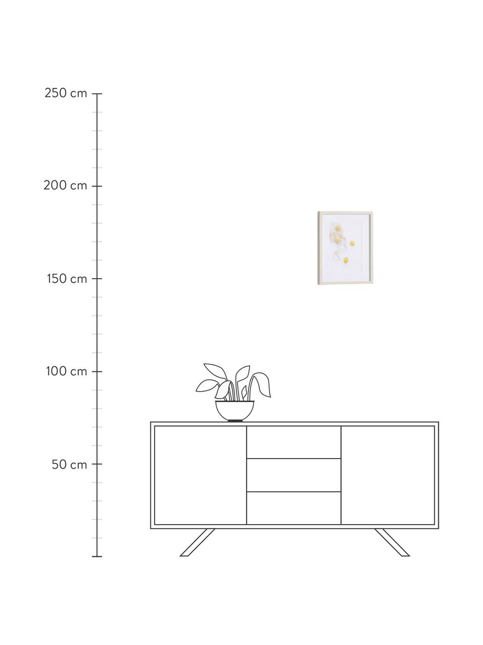 Ingelijste digitale print Leyla Bag of Lemons, Lijst: gecoat MDF, Wit, geel, B 30 x H 40 cm