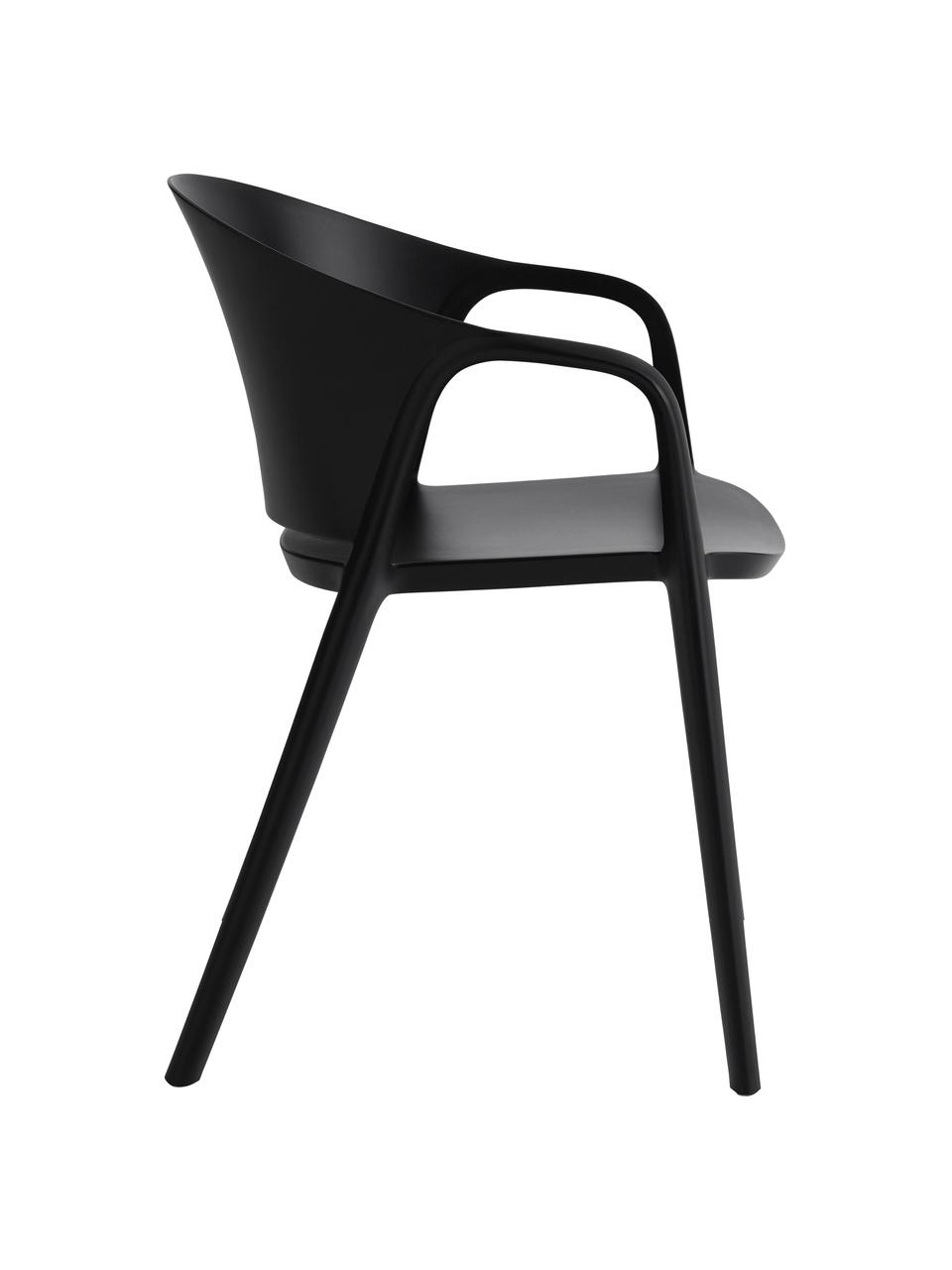 Chaises en plastique Monti, 2 pièces, Plastique, Noir, larg. 56 x prof. 54 cm