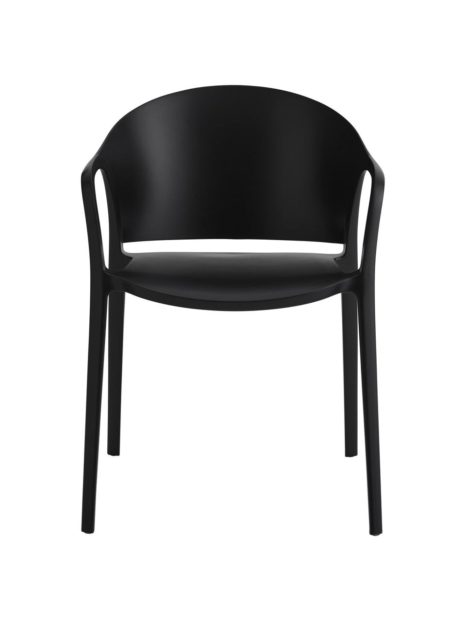 Umělohmotné židle s područkami Monti, 2 ks, Umělá hmota, Černá, Š 56 cm, H 54 cm