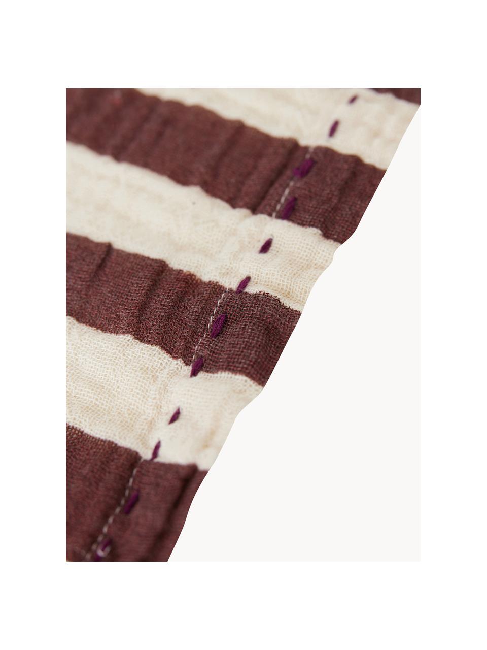 Servilletas Striped, 2 uds., 100% algodón, Blanco, borgoña, An 30 x L 30 cm
