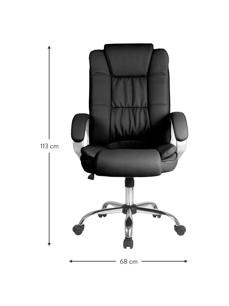 Silla de oficina Ringo, Estructura: acero y PVC, Tapizado: piel sintética, Negro, An 68 x Al 113 cm